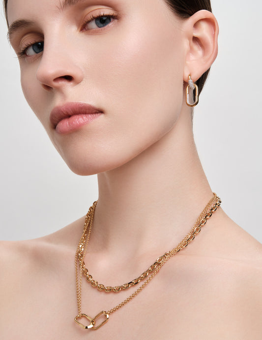 Knife Edge Cable Chain Necklace In Gold