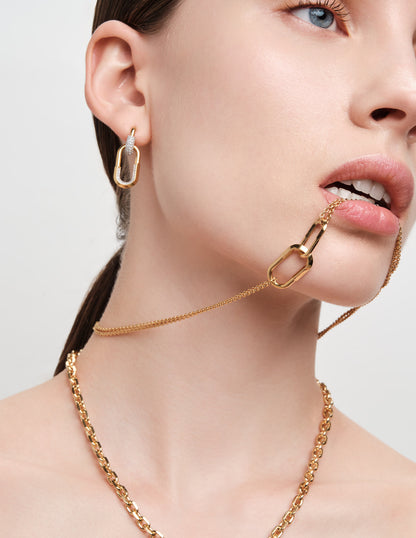 Knife Edge Cable Chain Necklace In Gold