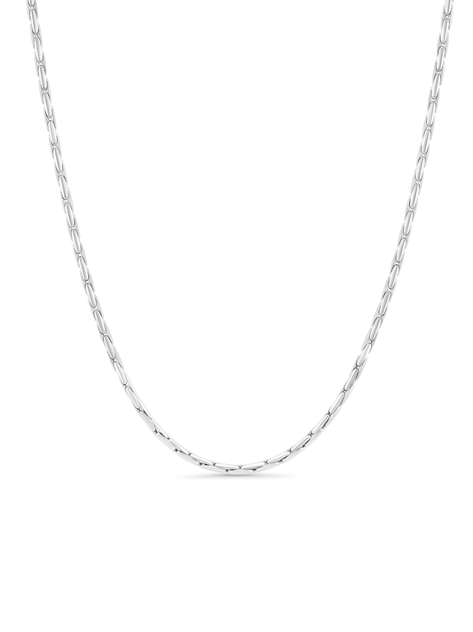 Thin Rounded Snake Chain Necklace In Silver