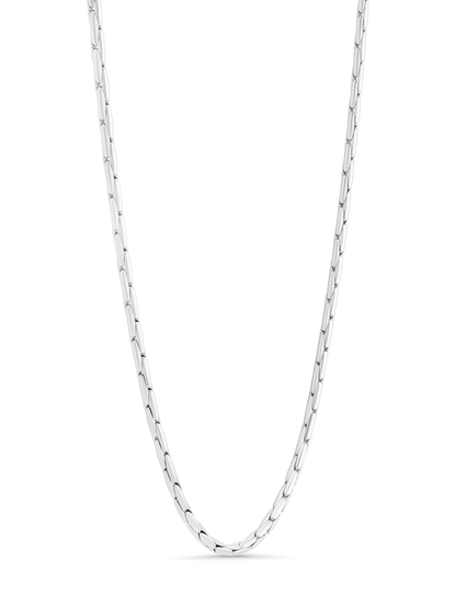 Thin Rounded Snake Chain Necklace In Silver
