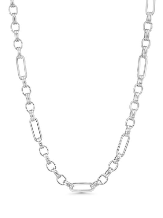 Mixed Link Chain Necklace In Silver