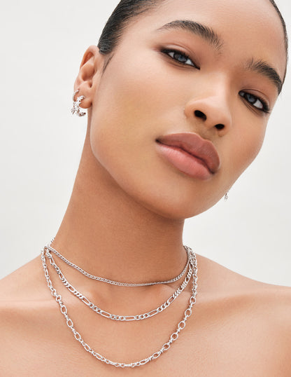 Knot Link Chain Necklace In Silver