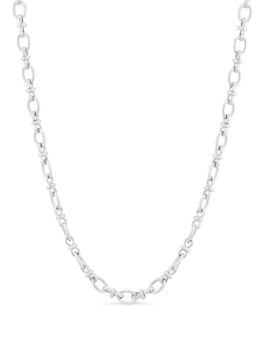 Knot Link Chain Necklace In Silver