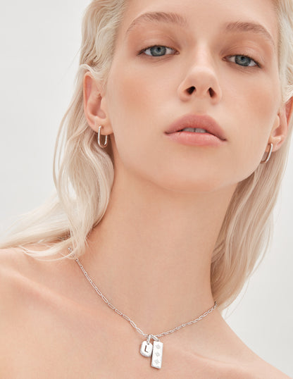Flat Oval Link Chain Necklace in Silver