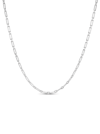 Flat Oval Link Chain Necklace in Silver