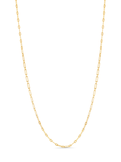 Flat Oval Link Chain Necklace in Gold
