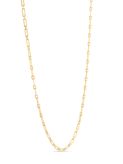 Flat Oval Link Chain Necklace in Gold