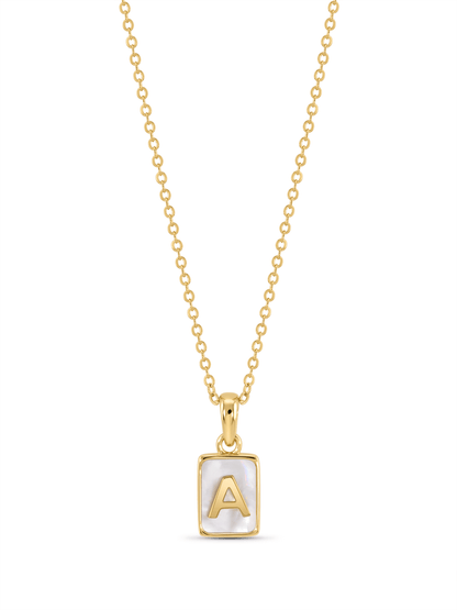Mother-Of-Pearl A Initial Pendant Necklace In Gold