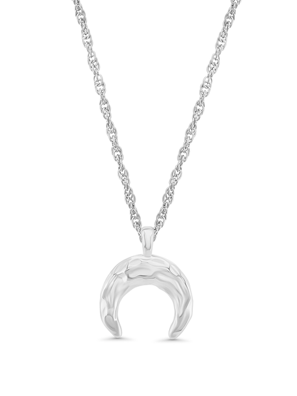 Amulet Hammered Horn Pendant Necklace In Silver
