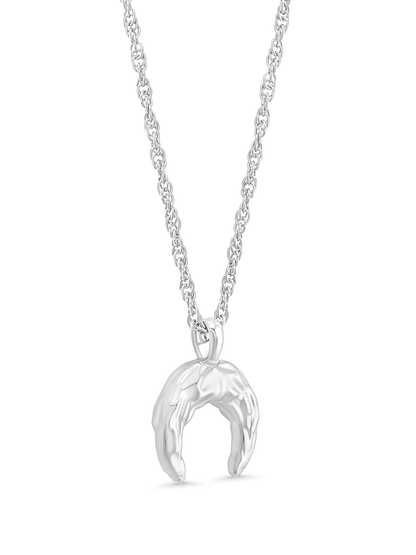 Amulet Hammered Horn Pendant Necklace In Silver