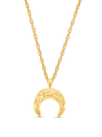 Amulet Hammered Horn Pendant Necklace In Gold