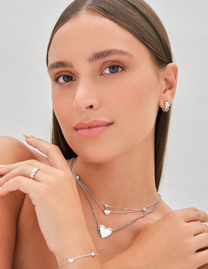 Hearts Pendant Necklace In Silver