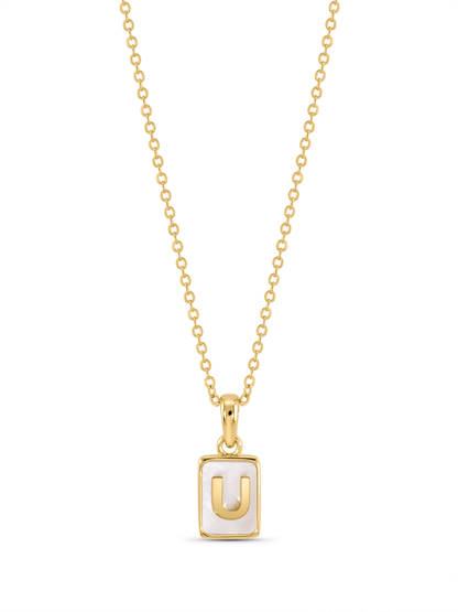 Mother-Of-Pearl U Initial Pendant Necklace In Gold
