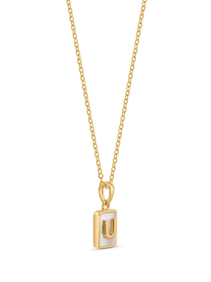 Mother-Of-Pearl U Initial Pendant Necklace In Gold