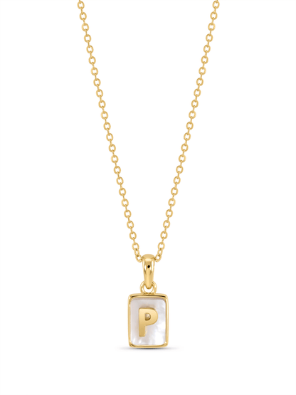 Mother-Of-Pearl P Initial Pendant Necklace In Gold