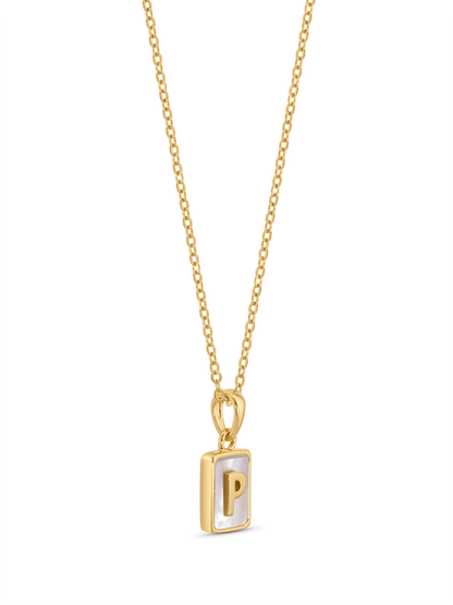 Mother-Of-Pearl P Initial Pendant Necklace In Gold