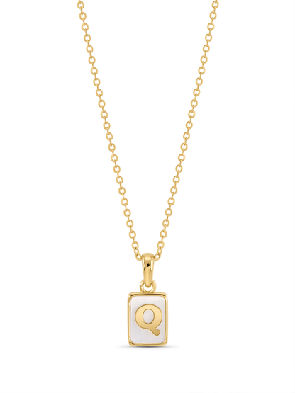 Mother-Of-Pearl Q Initial Pendant Necklace In Gold
