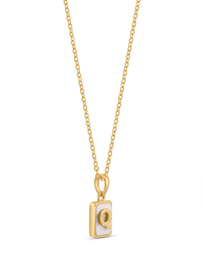 Mother-Of-Pearl Q Initial Pendant Necklace In Gold