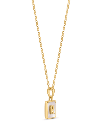 Mother-Of-Pearl R Initial Pendant Necklace In Gold