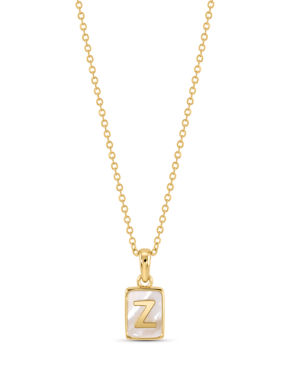 Mother-Of-Pearl Z Initial Pendant Necklace In Gold