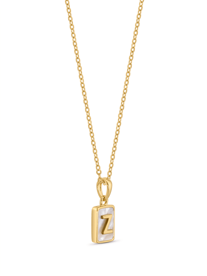 Mother-Of-Pearl Z Initial Pendant Necklace In Gold