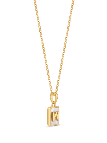 Mother-Of-Pearl W Initial Pendant Necklace In Gold