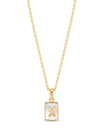 Mother-Of-Pearl X Initial Pendant Necklace In Gold