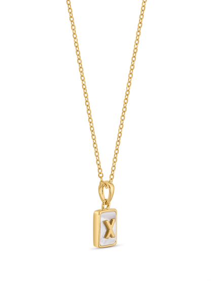 Mother-Of-Pearl X Initial Pendant Necklace In Gold