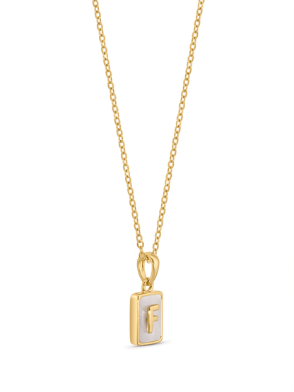 Mother-Of-Pearl F Initial Pendant Necklace In Gold