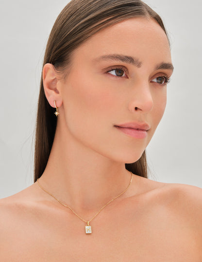 Mother-Of-Pearl H Initial Pendant Necklace In Gold