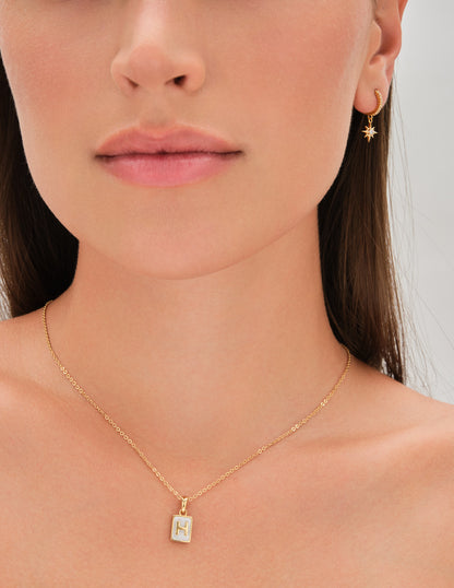 Mother-Of-Pearl H Initial Pendant Necklace In Gold