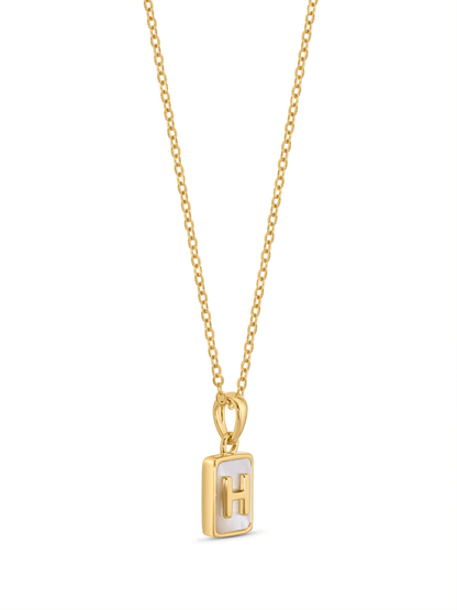 Mother-Of-Pearl H Initial Pendant Necklace In Gold
