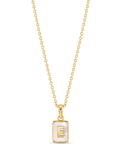 Mother-Of-Pearl E Initial Pendant Necklace In Gold