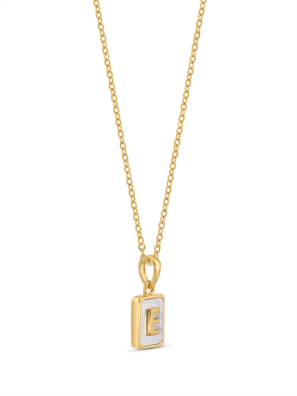 Mother-Of-Pearl E Initial Pendant Necklace In Gold