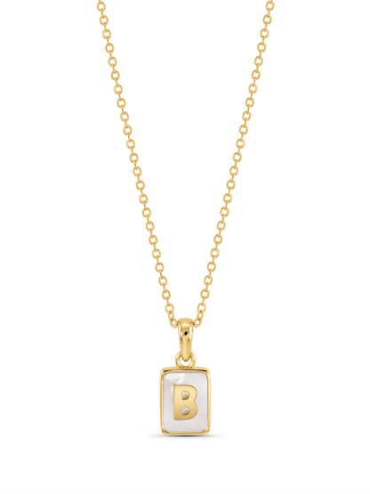 Mother-Of-Pearl B Initial Pendant Necklace In Gold