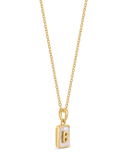 Mother-Of-Pearl B Initial Pendant Necklace In Gold