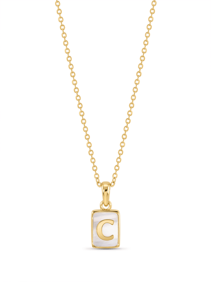 Mother-Of-Pearl C Initial Pendant Necklace In Gold