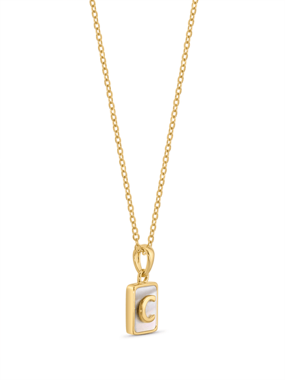 Mother-Of-Pearl C Initial Pendant Necklace In Gold