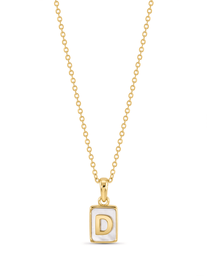Mother-Of-Pearl D Initial Pendant Necklace In Gold