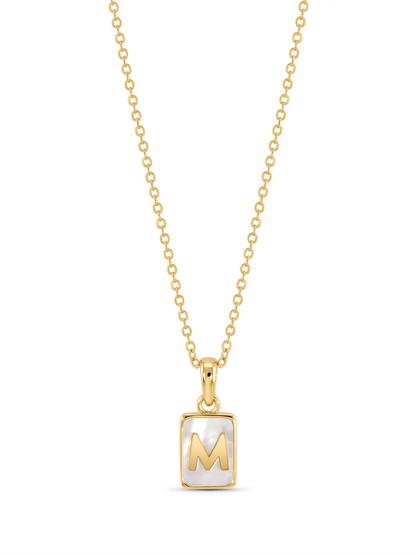 Mother-Of-Pearl M Initial Pendant Necklace In Gold