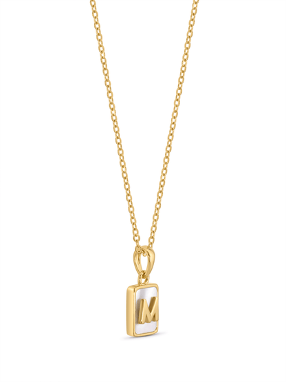 Mother-Of-Pearl M Initial Pendant Necklace In Gold