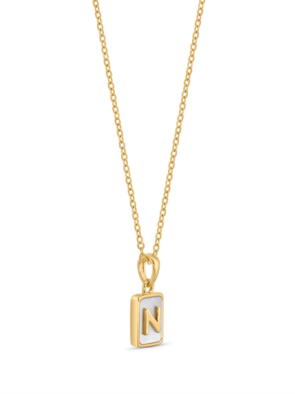 Mother-Of-Pearl N Initial Pendant Necklace In Gold