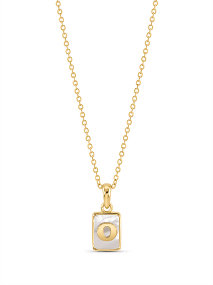 Mother-Of-Pearl O Initial Pendant Necklace In Gold