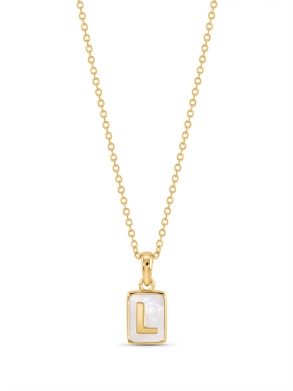 Mother-Of-Pearl L Initial Pendant Necklace In Gold