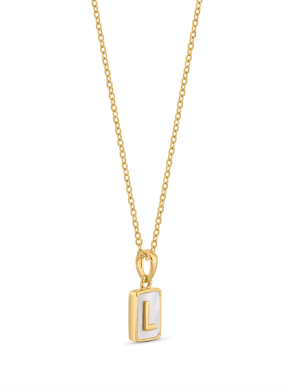 Mother-Of-Pearl L Initial Pendant Necklace In Gold