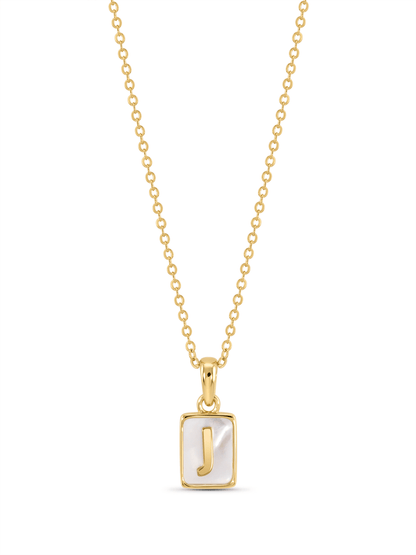 Mother-Of-Pearl J Initial Pendant Necklace In Gold