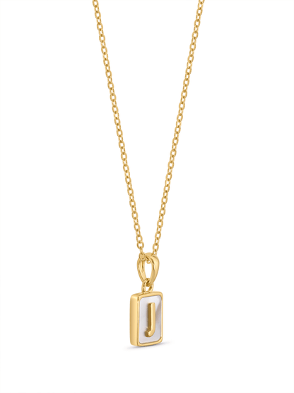 Mother-Of-Pearl J Initial Pendant Necklace In Gold