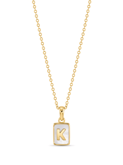 Mother-Of-Pearl K Initial Pendant Necklace In Gold
