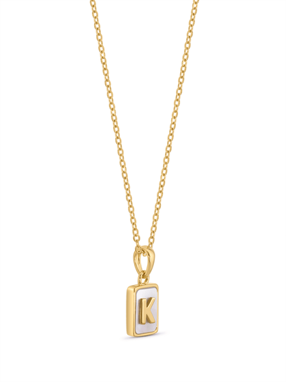 Mother-Of-Pearl K Initial Pendant Necklace In Gold
