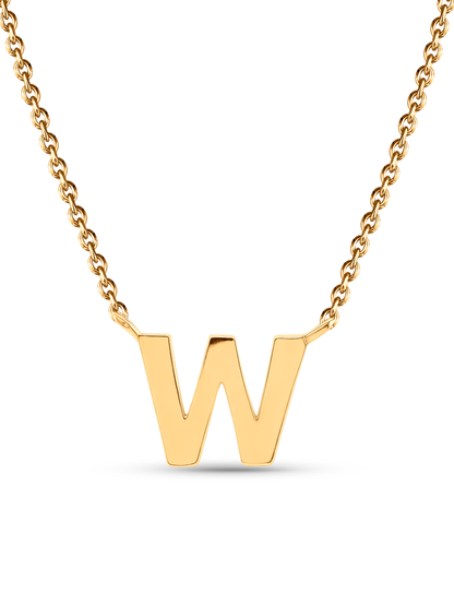 Initial W Necklace In Gold